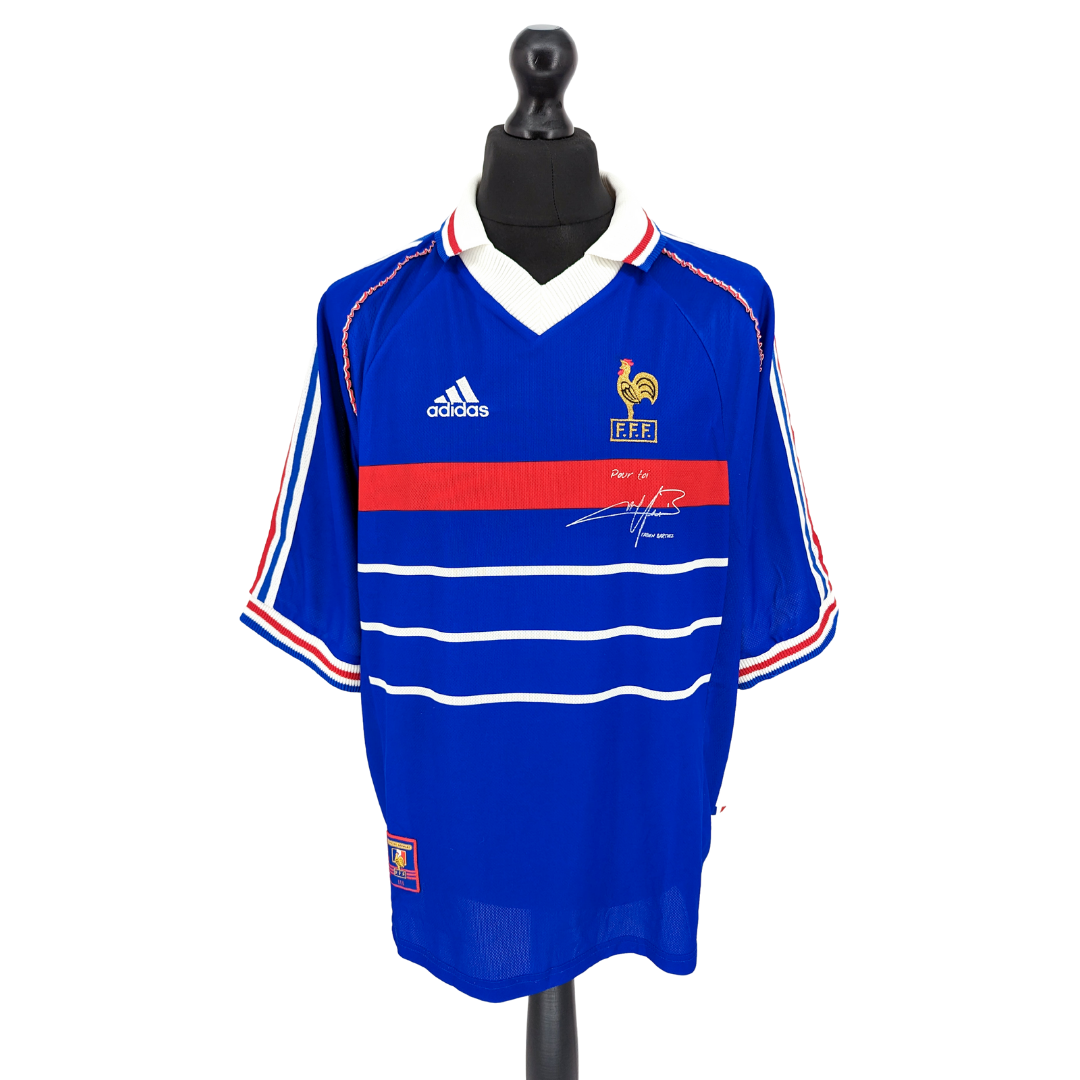 France 'Pour Toi Fabien Barthez' home football shirt 1998/00