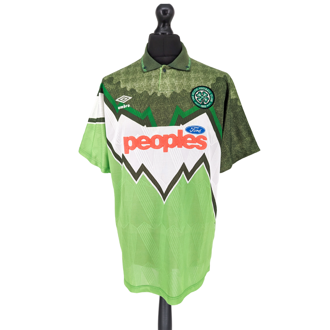 Celtic Away football shirt 1991 - 1992. Sponsored by Peoples Ford
