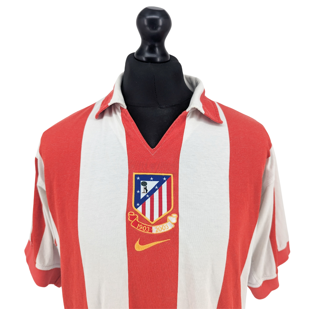 Atletico Madrid centenary home football shirt 2003/04