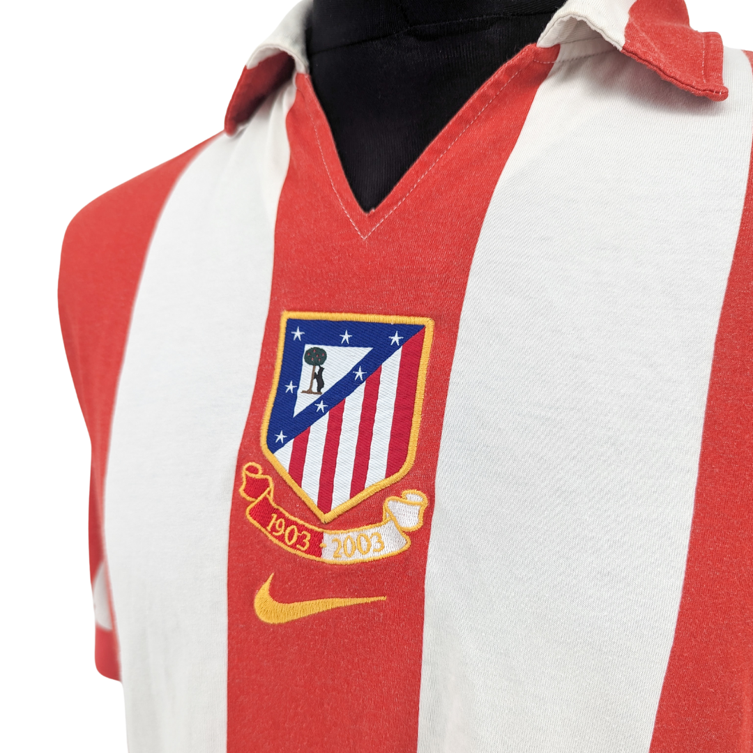 Atletico Madrid centenary home football shirt 2003/04