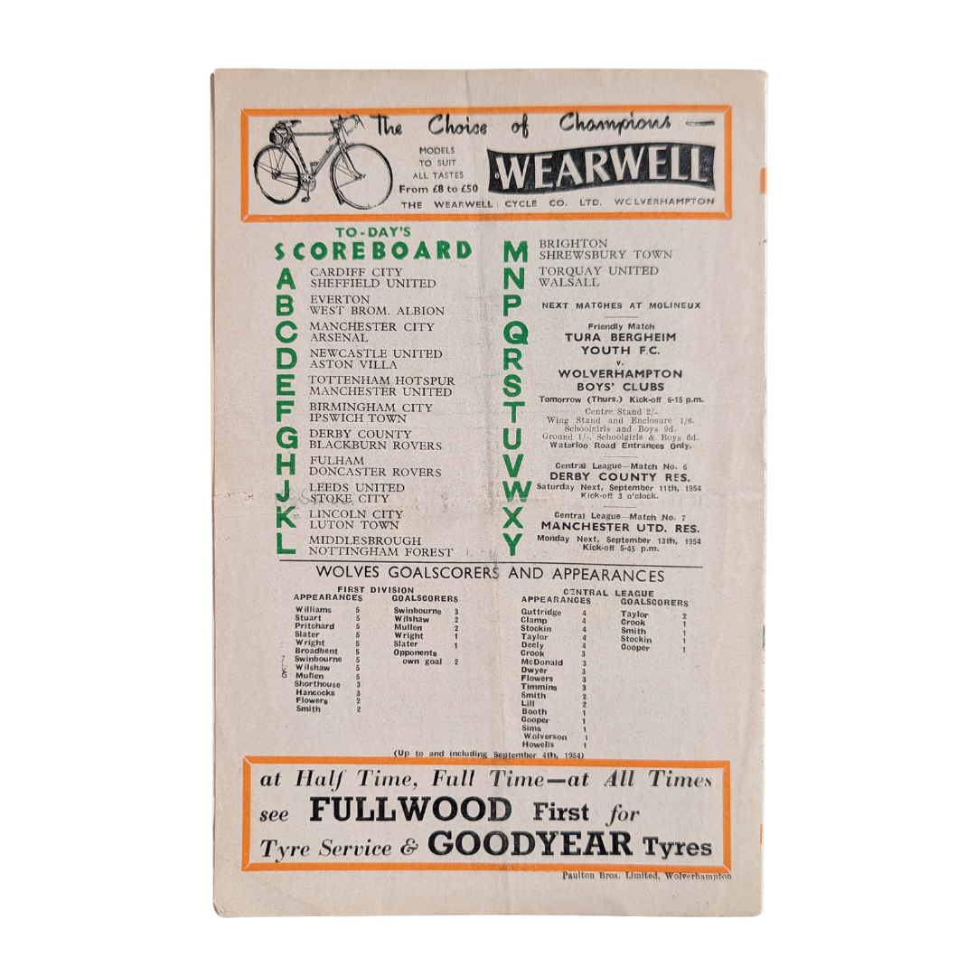 Football League First Division 1954/55 - Wolverhampton Wanderers vs Sunderland