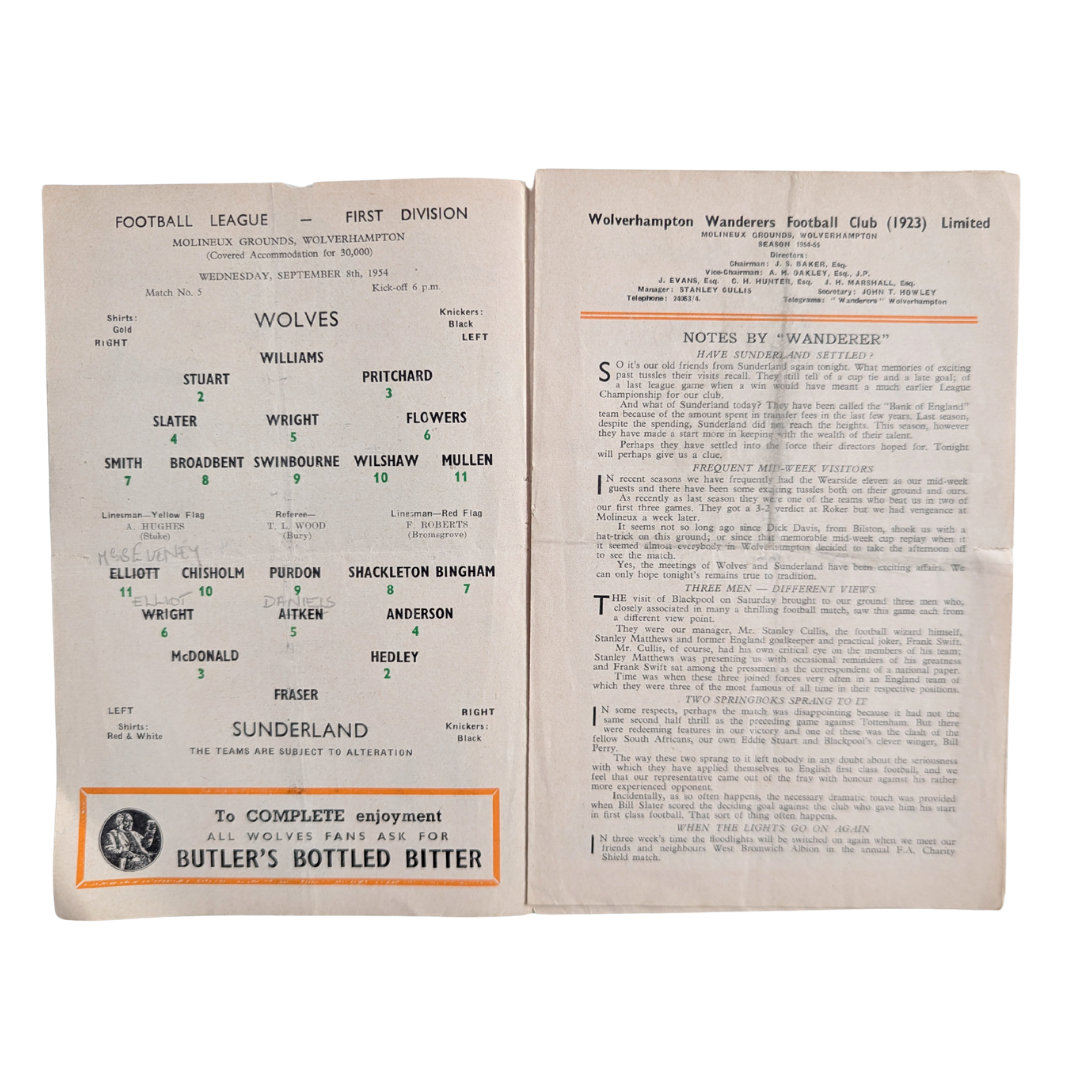 Football League First Division 1954/55 - Wolverhampton Wanderers vs Sunderland