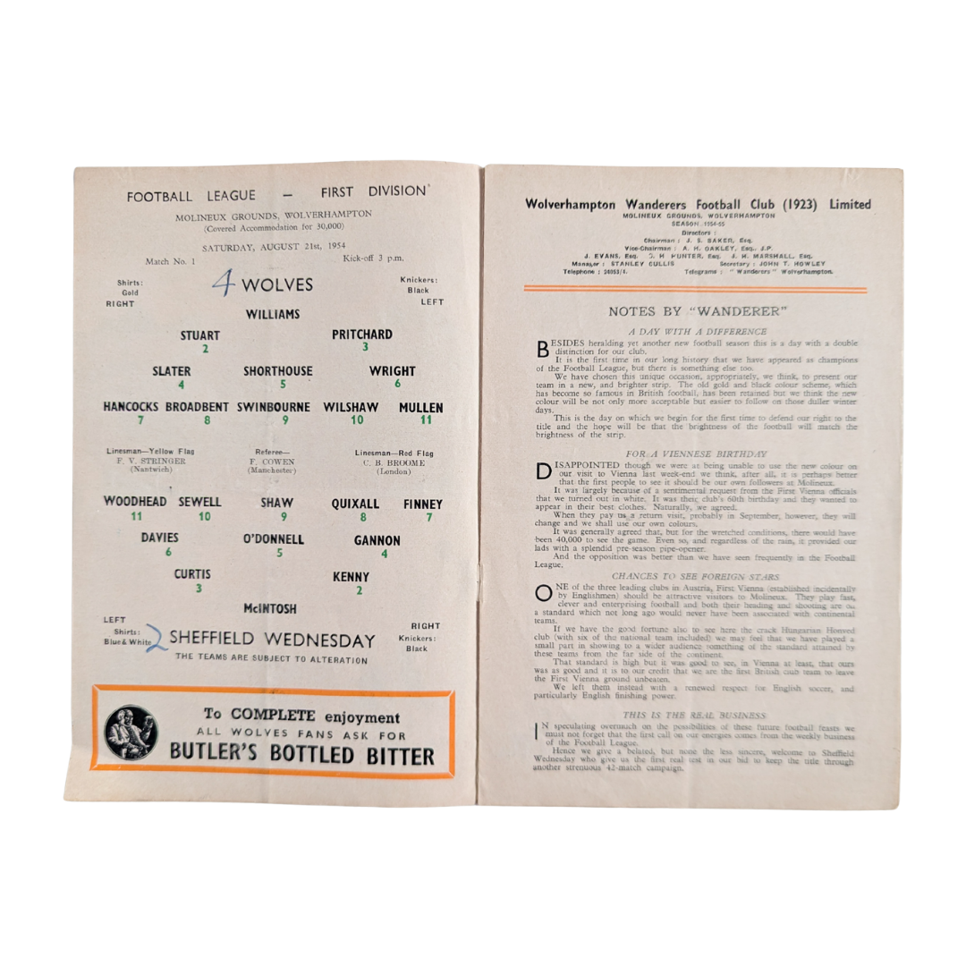 Football League First Division 1954/55 - Wolverhampton Wanderers vs Sheffield Wednesday