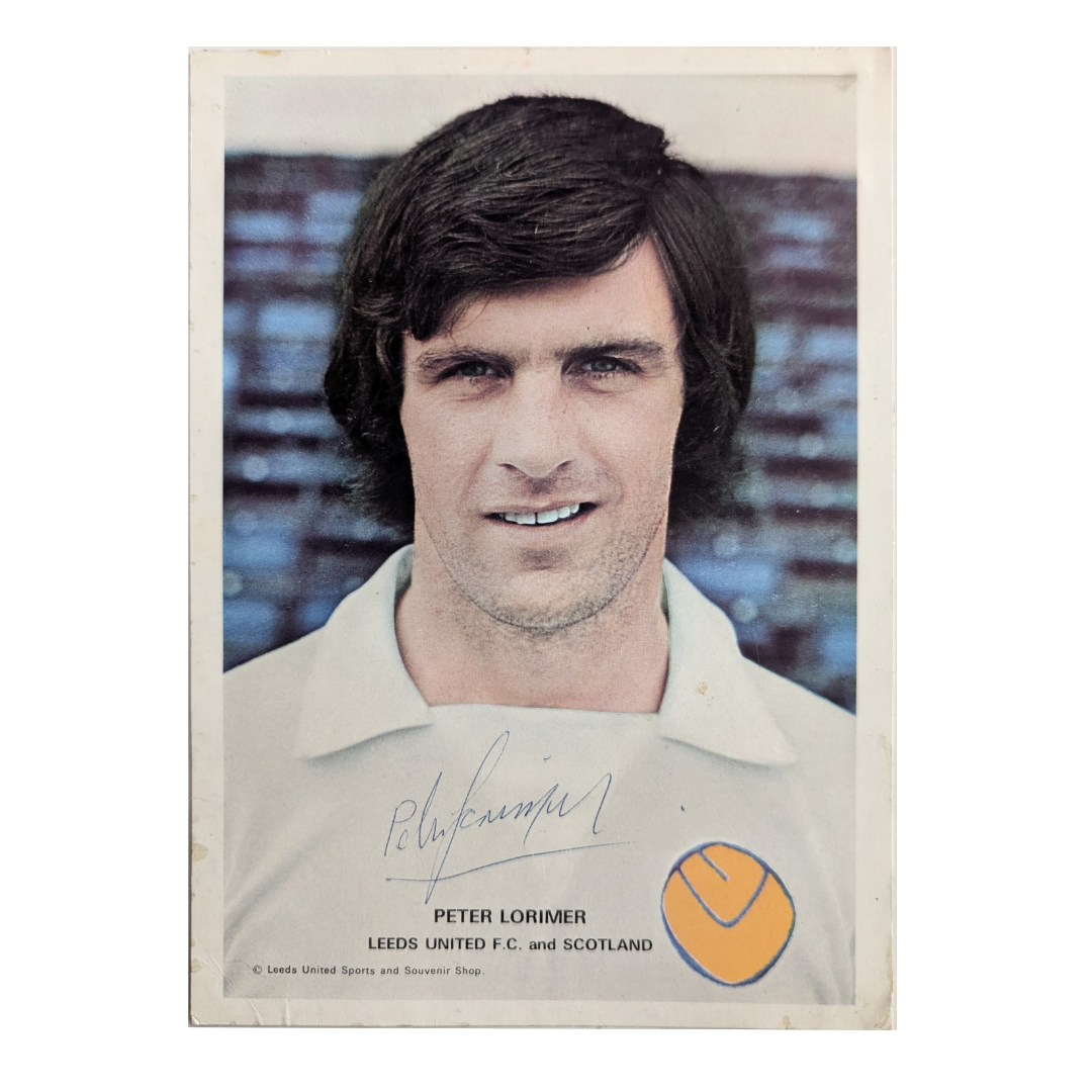 Peter Lorimer signed photograph - Leeds United 1975/76 - (A5)