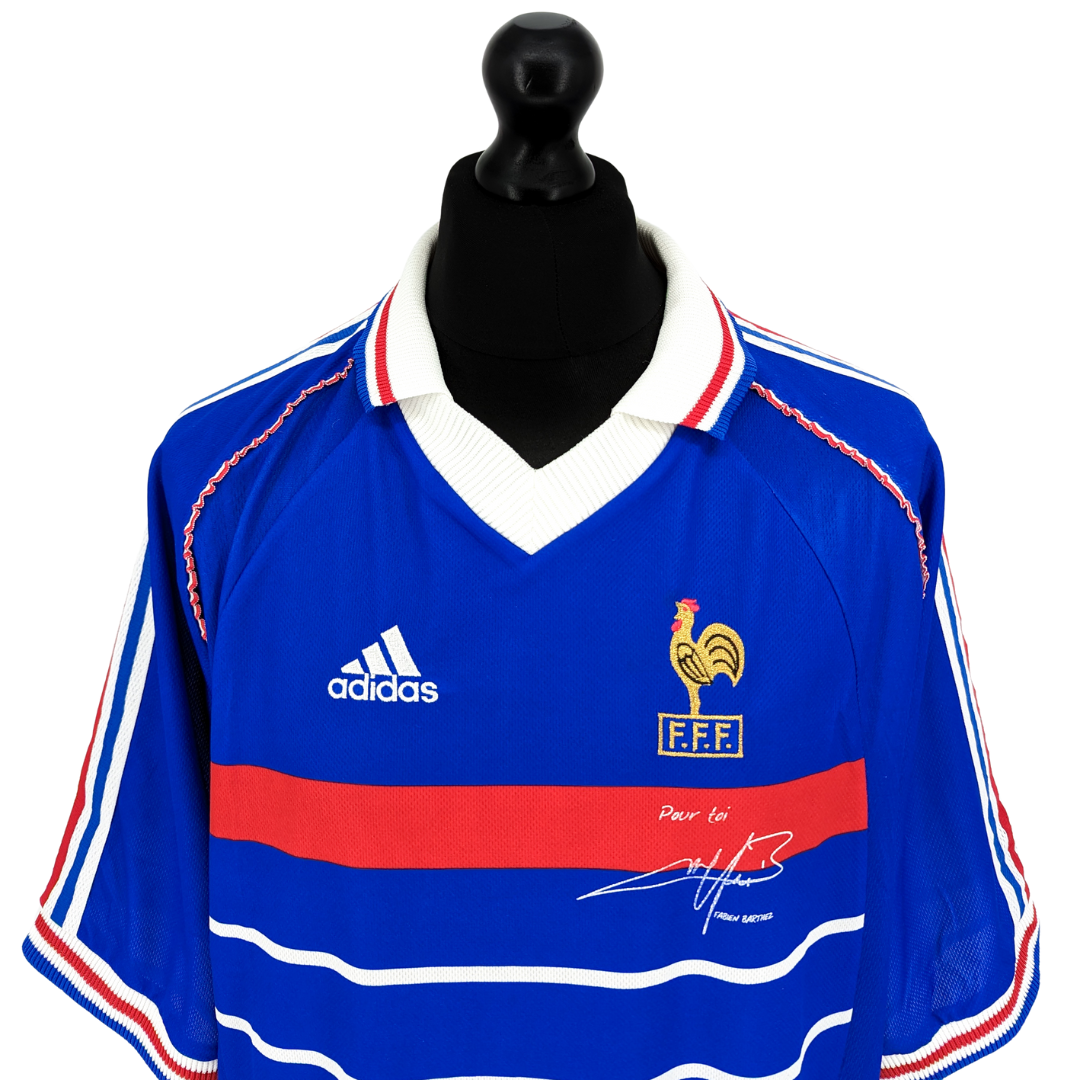 France 'Pour Toi Fabien Barthez' home football shirt 1998/00