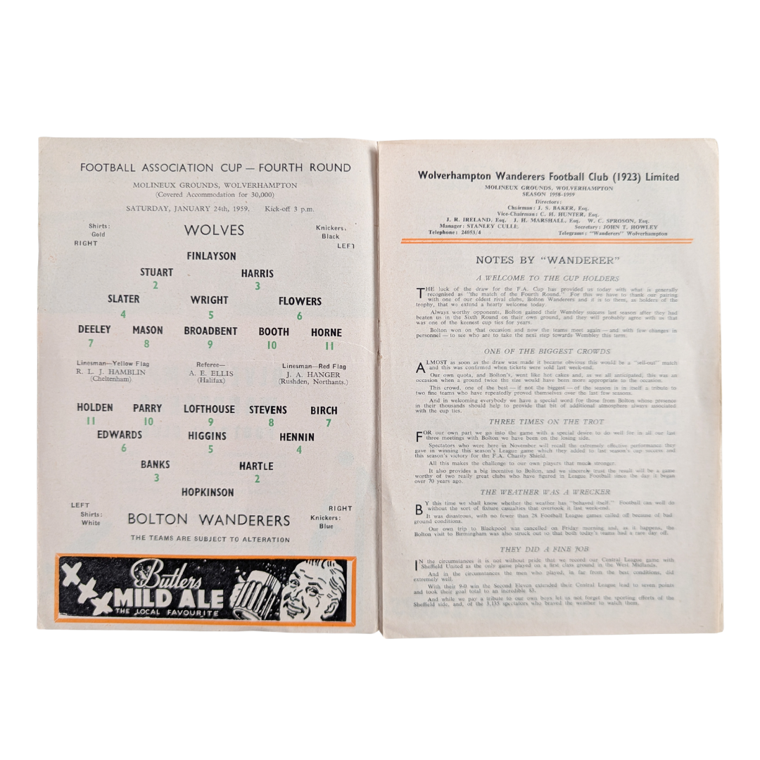 FA Cup Fourth Round 1959 - Wolverhampton Wanderers vs Bolton Wanderers
