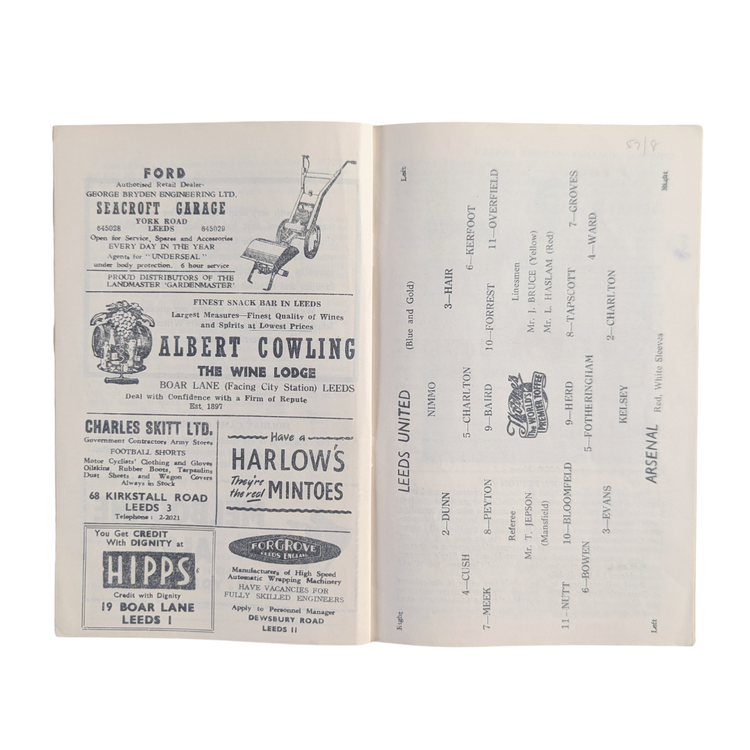 Football League First Division 1957/58 -  Leeds United vs Arsenal