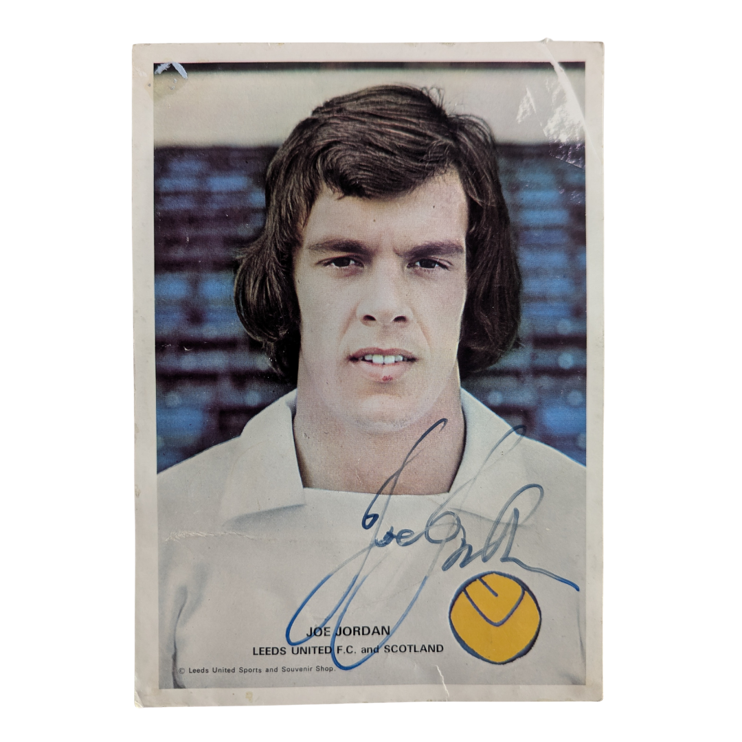 Joe Jordan signed photograph - Leeds United 1975/76 - (A5)